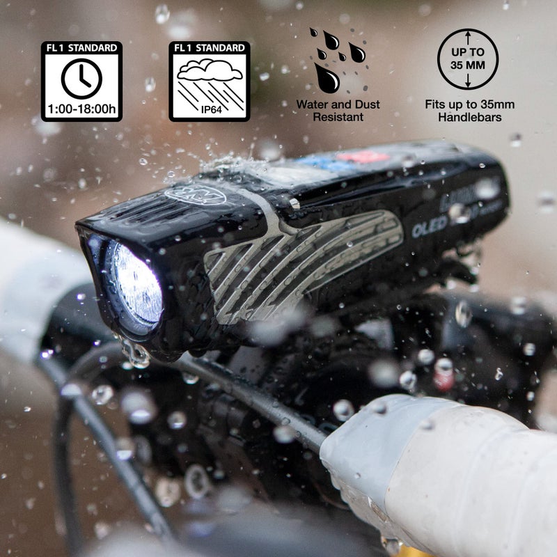 NiteRider نظام إضاءة دراجة نيت رايدر لومينا OLED بقوة 1200 لومن قابل لإعادة الشحن عبر USB - ضوء أمامي للدراجة مع شاشة OLED قابل لإعادة الشحن عبر USB 9 أوضاع مقاوم للماء IP64 للدراجات على الطرق والدراجات الجبلية والدراجات الكهربائية لسلامة ركوب الليل - Image 2